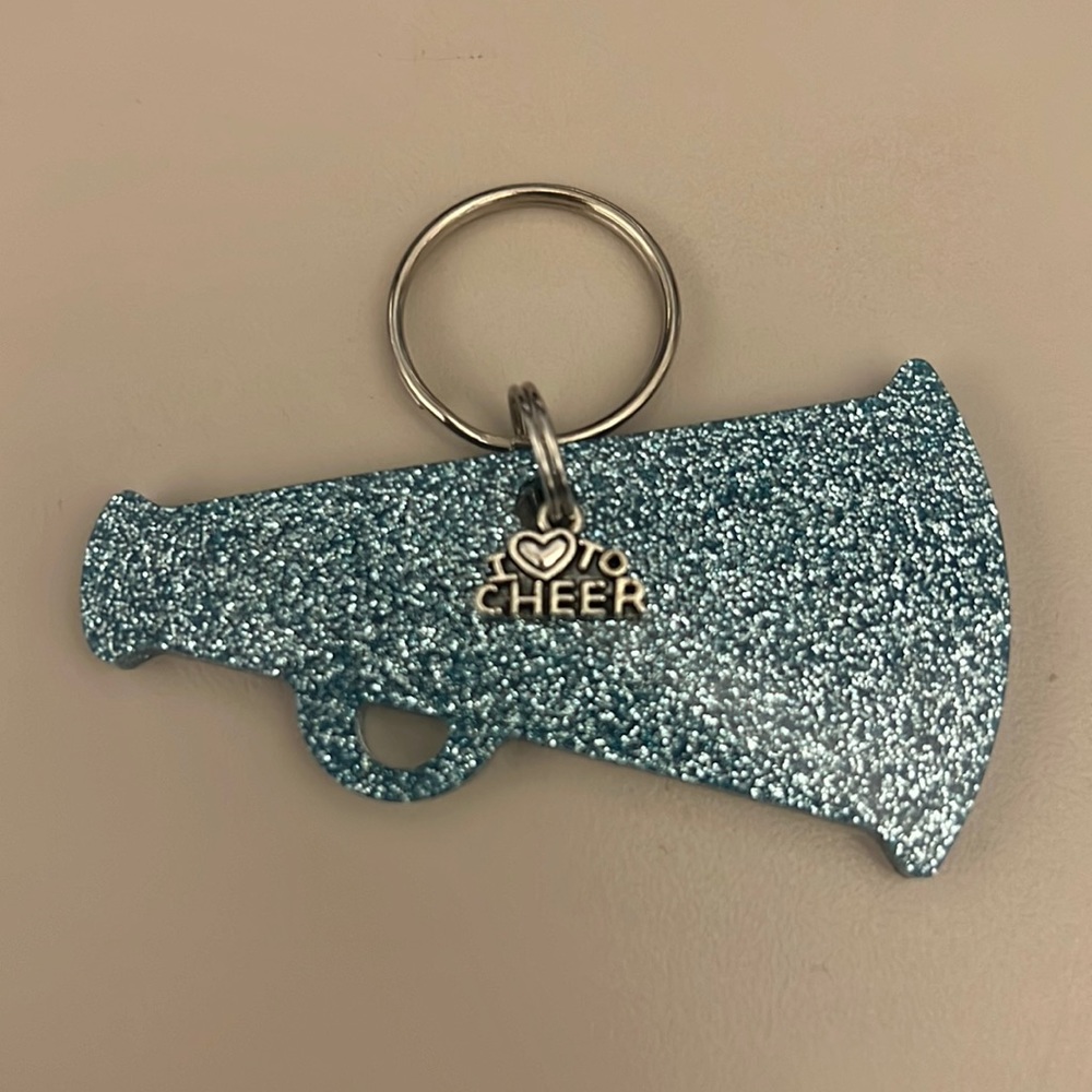 Baby Blue Glitter Megaphone Keychain